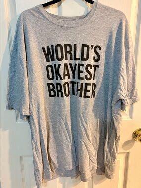 Crazy Dog T-Shirts Gray 'World's Okayest Brother' Graphic Tee